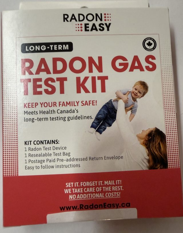 RadonEasy long-term radon gas test kit box
